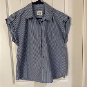 Olive and oak striped top